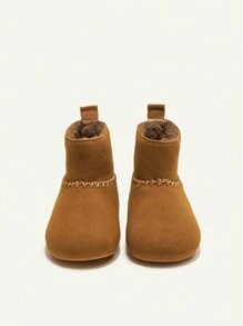 時尚復古舒適保暖短靴,適用於嬰兒女孩 - 棕色 - 查看 5