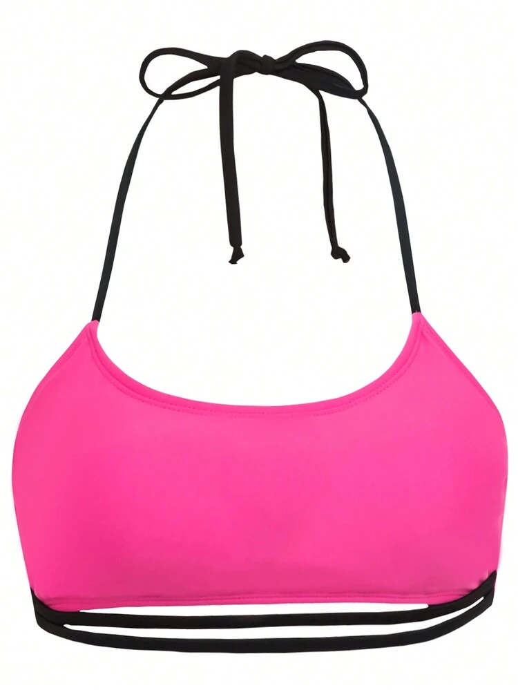 Women's Contrast Color Hollow Out Bikini Set Summer Beach
