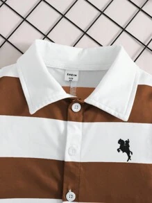 SHEIN 1 peça Macacão Casual de Verão para Bebê Menino com Listras, Manga Curta, para Férias