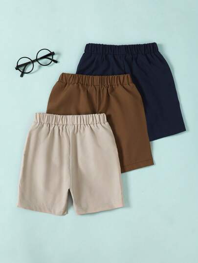 Young Boy 3 cái/bộ Quần Short Màu Trơn Đơn Giản