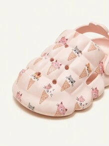 Cozy Pixies Girls' Cute Cat Cartoon Hole Shoes, Fashionable Leisure Outdoor Slippers - Pink - View 6