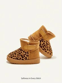 Cozy Pixies Girls' Leopard Print Camel Color Fashionable & Comfortable & Warm Snow Boots - Camel - View 1