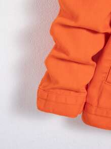 Manfinity Hypemode Men Spring And Summer Solid Color Long Sleeve Loose Casual Denim Jacket - Orange - View 6