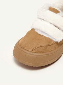 Boys' Camel-colored Fashionable Design Warm & Comfortable Fleece Sports Shoes With Closure - Camel - View 3