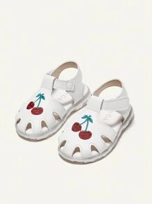 Cozy Pixies Sandalias Planas Dulces Y Lindas De Cereza Bordadas Para Niñas, Adecuadas Para El Verano