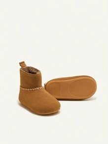 時尚復古舒適保暖短靴,適用於嬰兒女孩 - 棕色 - 查看 2