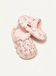 Cozy Pixies Girls' Cute Cat Cartoon Hole Shoes, Fashionable Leisure Outdoor Slippers - Pink - View 3
