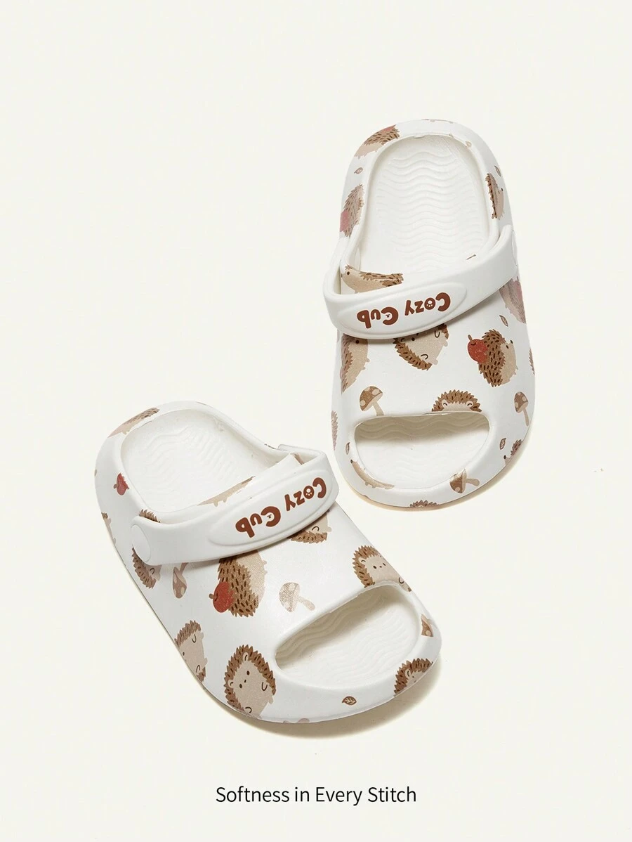 Cozy Pixies Sandalias De Bebé Con Patrón De Erizo Lindo, Suave, Cómodo Y Antideslizante