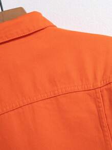 Manfinity Hypemode Men Spring And Summer Solid Color Long Sleeve Loose Casual Denim Jacket - Orange - View 7