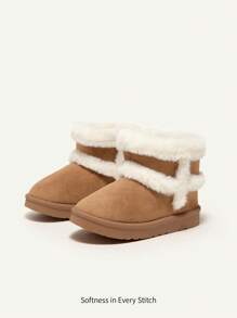 Cozy Pixies Boys' Stylish Camel-colored Plush Snow Boots, Comfortable And Warm - Camel - View 6