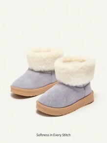 女孩優雅藍色的時尚&流行設計,舒服的&溫暖毛絨雪地靴 - 藍色 - 查看 7