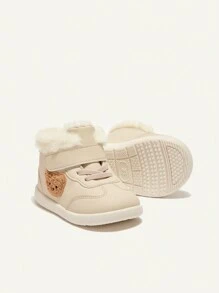 Cozy Pixies Girls' Cute Bear Design Fashionable Comfortable Warmth Casual Thermal Lined Sports Shoes - Beige - View 10