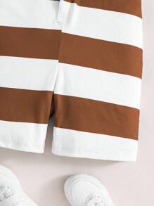 SHEIN 1 peça Macacão Casual de Verão para Bebê Menino com Listras, Manga Curta, para Férias