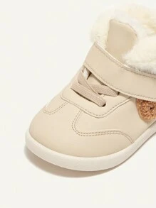 Cozy Pixies Girls' Cute Bear Design Fashionable Comfortable Warmth Casual Thermal Lined Sports Shoes - Beige - View 8
