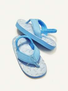 Cozy Pixies 1pair Infant Summer Outdoor Non-Slip Eva Comfortable Breathable Peep Toe Sandals With Elastic Strap - Blue - View 4