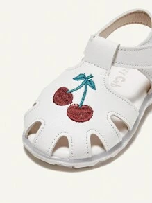 Cozy Pixies Sandalias Planas Dulces Y Lindas De Cereza Bordadas Para Niñas, Adecuadas Para El Verano
