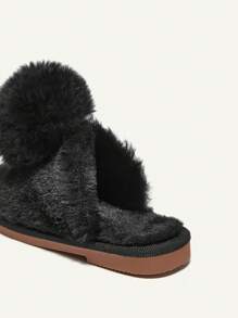 Bebé Chanclas planas dulce & Divertido negro con pompón cómodo anti deslizante - Negro - Ver 2