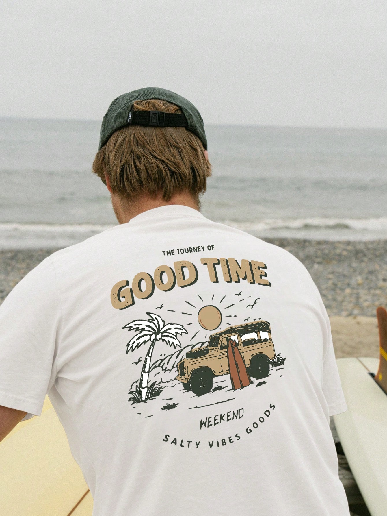 Men's Car & Letter Print Short Sleeve T-Shirt