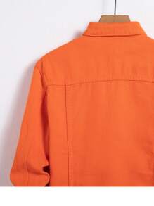 Manfinity Hypemode Men Spring And Summer Solid Color Long Sleeve Loose Casual Denim Jacket - Orange - View 5