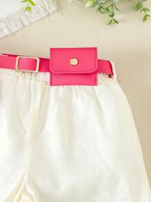 SHEIN 女童纯色纹理无袖上衣和阔腿裤