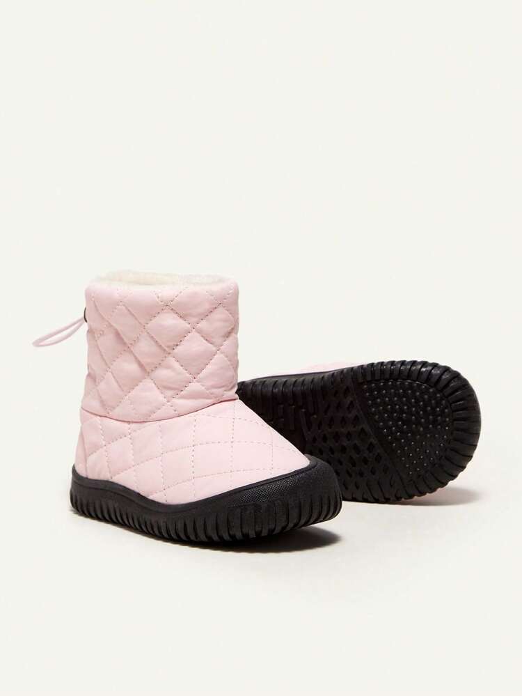 Girls' Pink Snow Boots, Fashionable Design, Comfortable And Warm