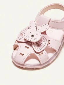 Cozy Pixies 1 Par Sandalias Rosas De Moda Y Versátiles Para Niñas Con Linda Decoración De Conejitos Para El Verano