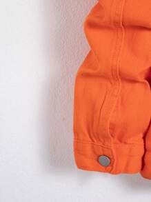Manfinity Hypemode Men Spring And Summer Solid Color Long Sleeve Loose Casual Denim Jacket - Orange - View 8