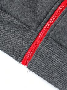 Hombres Pantalones deportivos con capucha con cremallera con cordón