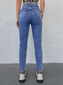 SHEIN Cottnline Women's Slim Fit Jeans - Dark Wash - View 2