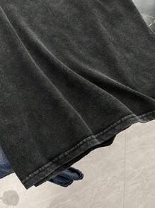 女士夏款錄音帶和信件圖案短袖T恤 - 黑色 - 查看 4