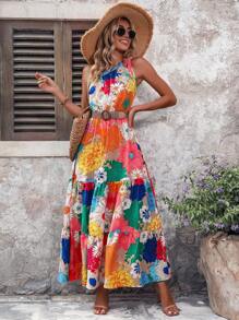 Breezaya Vestido Con Cuello Asimétrico Y Estampado De Flores - Multicolor - Ver 4