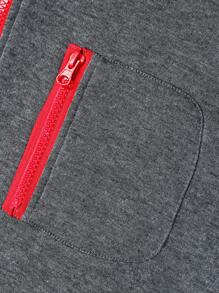 Hombres Pantalones deportivos con capucha con cremallera con cordón