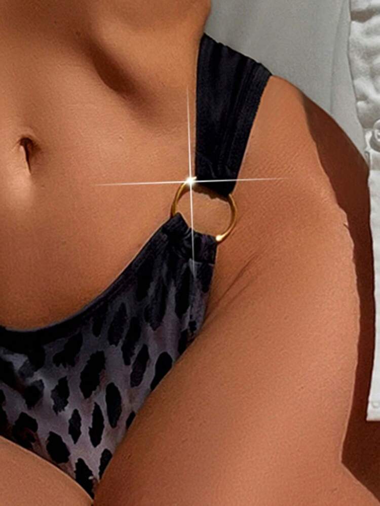 Summer Leopard Print Ombre Color Two-Piece Swimwear Set