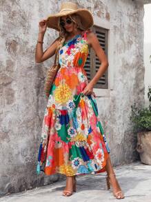 Breezaya Vestido Con Cuello Asimétrico Y Estampado De Flores - Multicolor - Ver 6