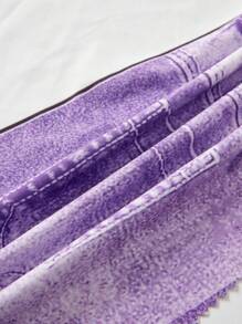 SHEIN 少女長款卡通印花上衣和喇叭褲仿真休閒套裝,適用於秋冬季節 - 紫色 - 查看 5