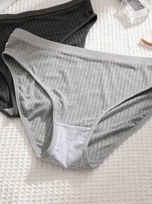 大码休闲系列罗纹三角内裤 5 条装 - 彩色 - 查看 5
