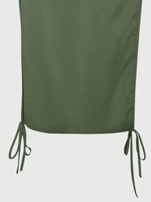 Conjunto De Camiseta De Manga Corta Estampada Y Falda Lateral Con Cordón Para Mujer Con Estilo Urbano Moderno - Multicolor - Ver 6