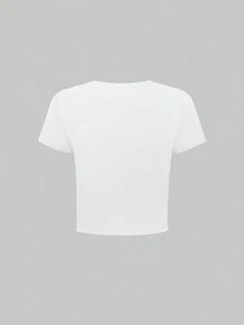 SHEIN EZwear Y2K Ocean Creature Print Crop Top T-Shirt For Summer - White - View 2