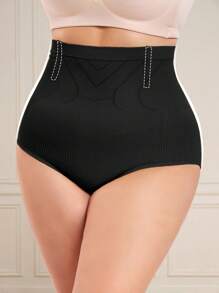 Seamless Plus Size High Waist Triangle Shapewear Panties 1pc - Black - View 5