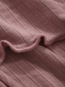 Camiseta ajustada asimétrica de unicolor elegante para uso diario de mujer - Rosa vieja - Ver 8