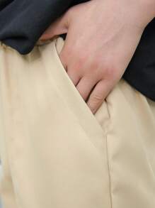 Teen Boy Solid Color Pocketed Jogger Pants - Khaki - View 6