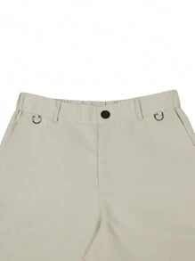 Manfinity Homme Men Solid Slant Pocket Suit Pants Without Belt - Beige - View 5