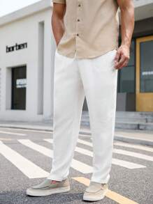 Manfinity VCAY Quần dây rút dệt thông thường cho nam có túi xéo - trắng - Xem 6