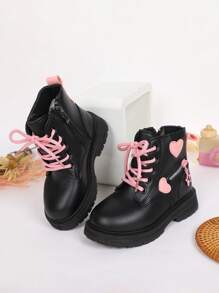 Girls  Boots Autumn And Winter New Flat Children Short Boots Children High-Top Boots Girls Princess Boots Baby Shoes - Black - View 3