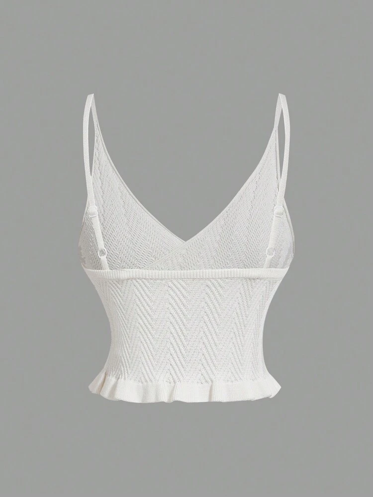 Casual Short Knitted Top With Lace Adjusted Bow Collar