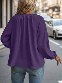 Plus Size Women Solid Color Simple Daily Casual Shirt Fall Cloth For Women