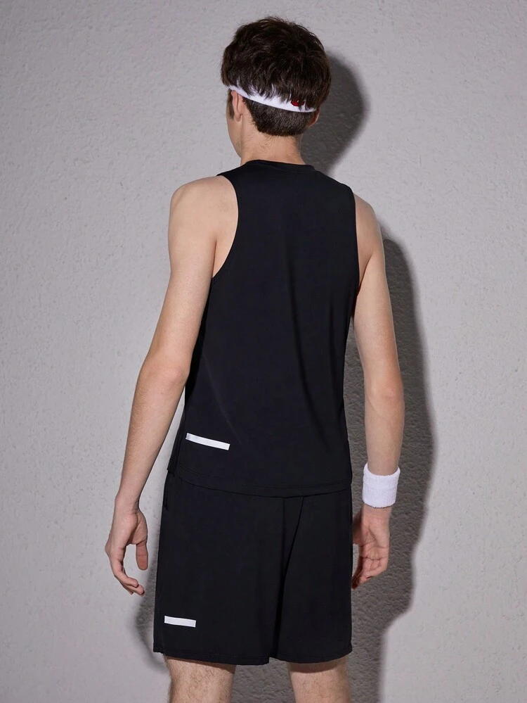 Teen Boy Solid Color Simple Sleeveless Vest And Shorts Set