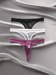 Snug Zone 女士性感蕾丝日常配套内裤内衣（3 件套） - 彩色 - 查看 1