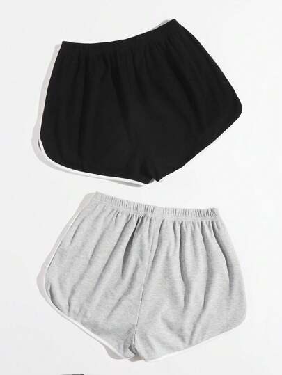 SHEIN EZwear Summer Outfits 2 Packs Knot Waist Dolphin Shorts