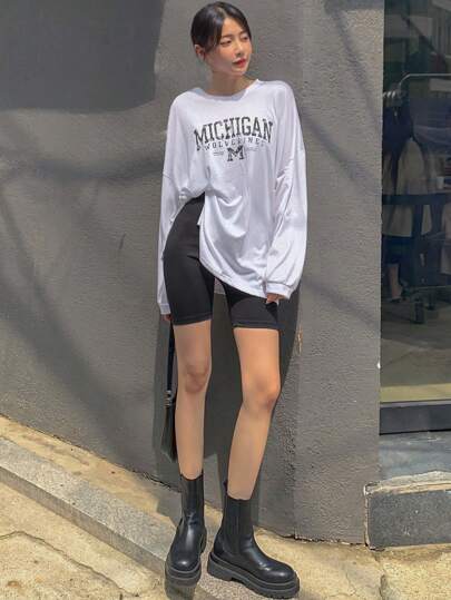 DAZY 女士纯色修身骑行紧身裤，打造纤细夏季造型